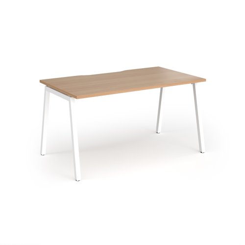 Connex Angled 1400 x 800 x 725mm Single Desk - White Frame / Beech Top