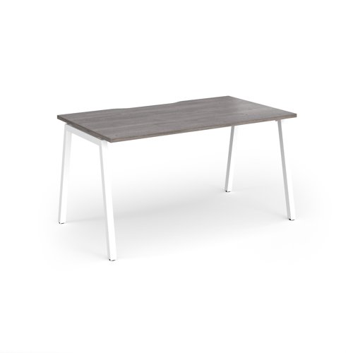 Connex Angled 1400 x 800 x 725mm Single Desk - White Frame / Grey Oak Top