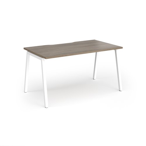 Connex Angled 1400 x 800 x 725mm Single Desk - White Frame / Nebraska Oak Top