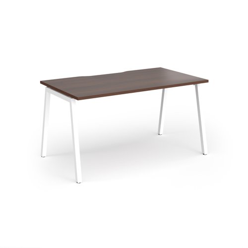 Connex Angled 1400 x 800 x 725mm Single Desk - White Frame / Walnut Top