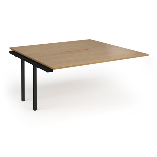 Connex Angled 1600 x 1600 x 725mm Back to Back Add On Bay - Black Frame / Oak Top