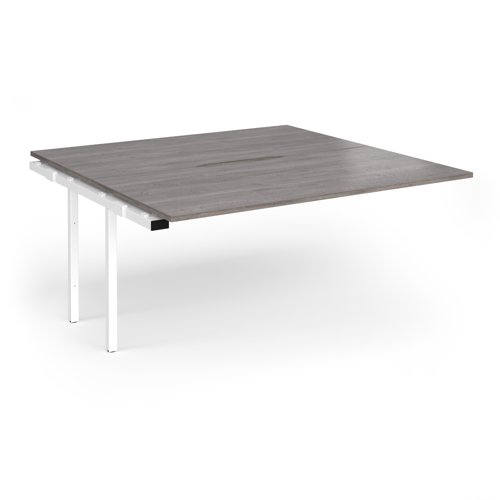 Connex Angled 1600 x 1600 x 725mm Back to Back Add On Bay - White Frame / Grey Oak Top