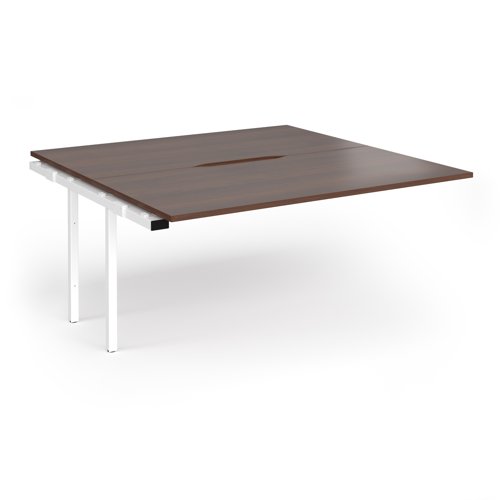 Connex Angled 1600 x 1600 x 725mm Back to Back Add On Bay - White Frame / Walnut Top