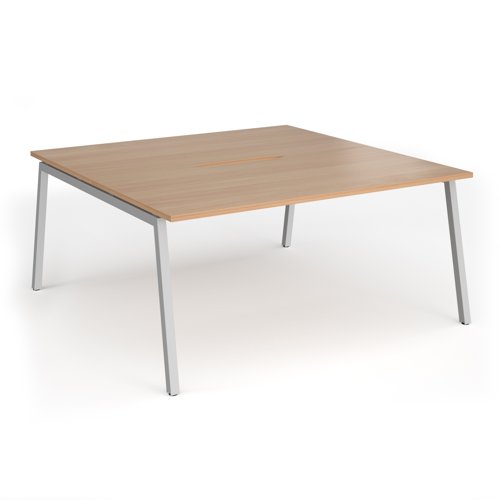 Connex Angled 1600 x 1600 x 725mm Back to Back Desk (2 x 1600mm) - Silver Frame / Beech Top
