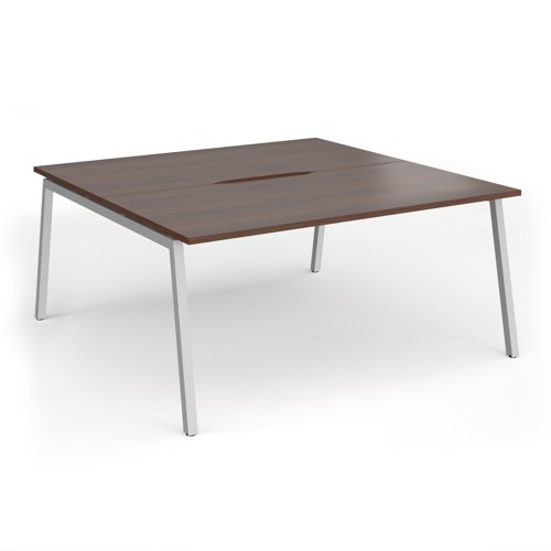 Connex Angled 1600 x 1600 x 725mm Back to Back Desk (2 x 1600mm) - Silver Frame / Walnut Top