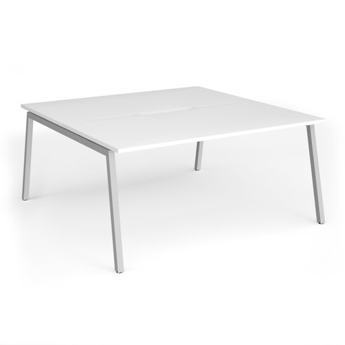 Connex Angled 1600 x 1600 x 725mm Back to Back Desk (2 x 1600mm) - Silver Frame / White Top