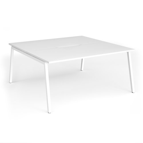 Connex Angled 1600 x 1600 x 725mm Back to Back Desk (2 x 1600mm) - White Frame / White Top
