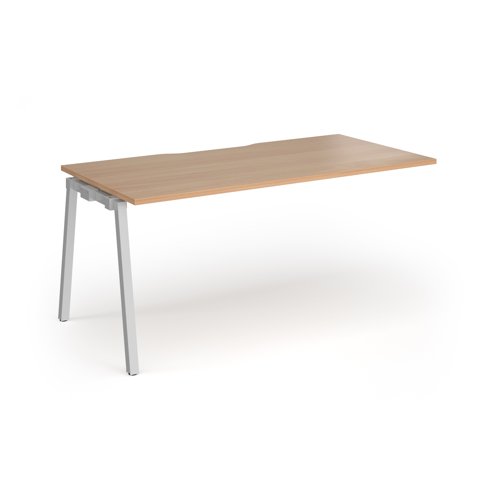 Connex Angled 1600 x 800 x 725mm Single Add On Bay - Silver Frame / Beech Top