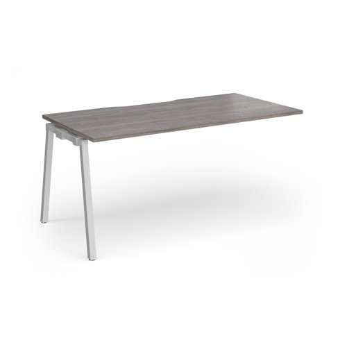 Connex Angled 1600 x 800 x 725mm Single Add On Bay - Silver Frame / Grey Oak Top