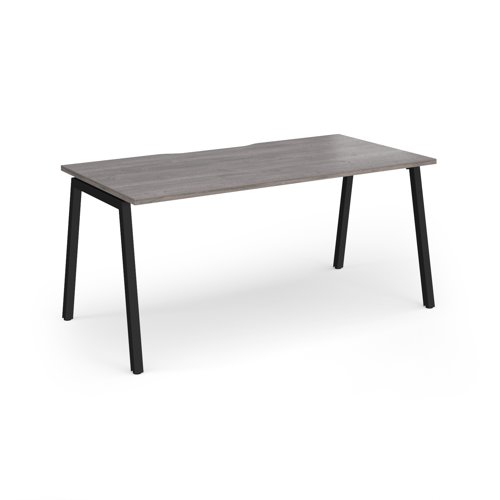 Connex Angled 1600 x 800 x 725mm Single Desk - Black Frame / Grey Oak Top