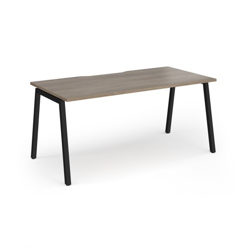 Connex Angled 1600 x 800 x 725mm Single Desk - Black Frame / Nebraska Oak Top