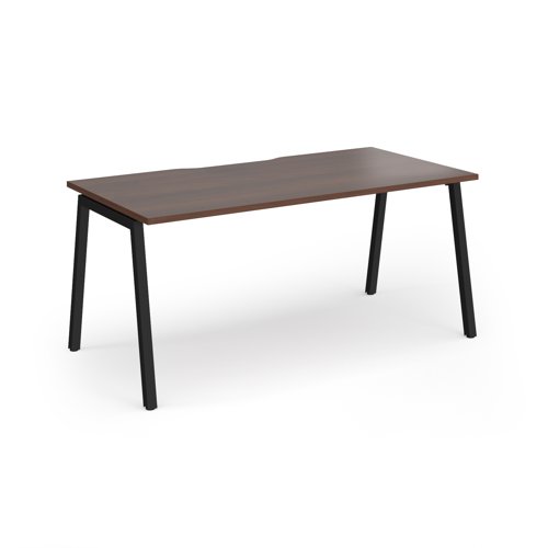 Connex Angled 1600 x 800 x 725mm Single Desk - Black Frame / Walnut Top