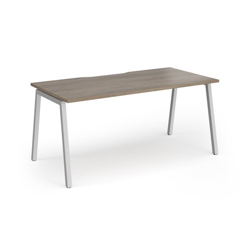 Connex Angled 1600 x 800 x 725mm Single Desk - Silver Frame / Nebraska Oak Top