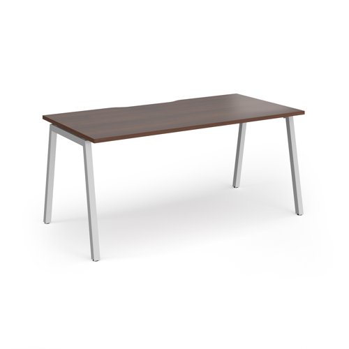 Connex Angled 1600 x 800 x 725mm Single Desk - Silver Frame / Walnut Top