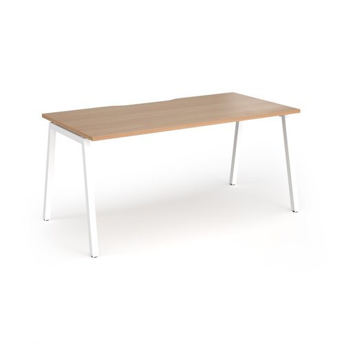 Connex Angled 1600 x 800 x 725mm Single Desk - White Frame / Beech Top