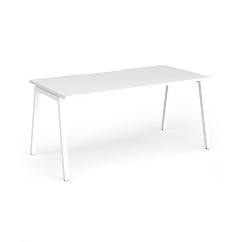 Connex Angled 1600 x 800 x 725mm Single Desk - White Frame / White Top