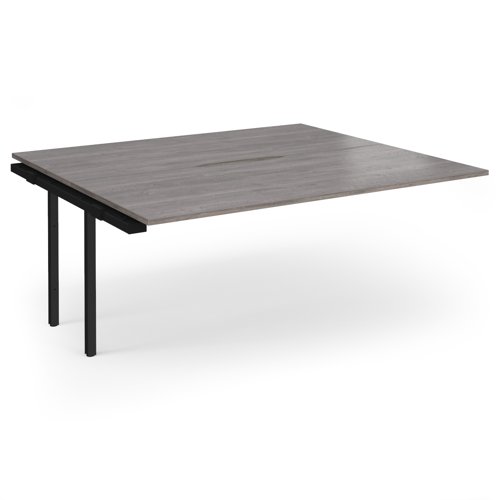 Connex Angled 1800 x 1600 x 725mm Back to Back Add On Bay - Black Frame / Grey Oak Top