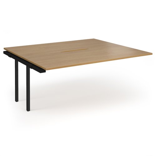 Connex Angled 1800 x 1600 x 725mm Back to Back Add On Bay - Black Frame / Oak Top