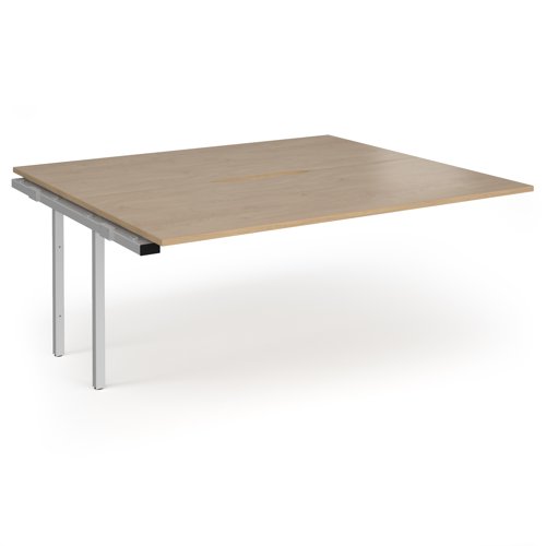 Connex Angled 1800 x 1600 x 725mm Back to Back Add On Bay - Silver Frame / Kendal Oak Top