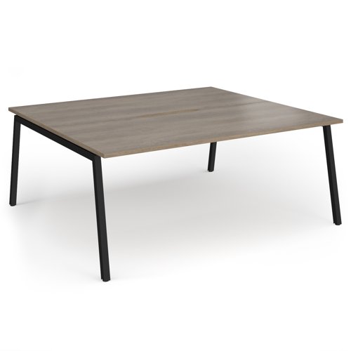 Connex Angled 1800 x 1600 x 725mm Back to Back Desk (2 x 1800mm) - Black Frame / Nebraska Oak Top