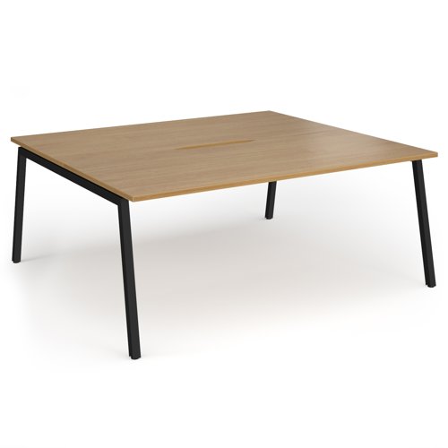 Connex Angled 1800 x 1600 x 725mm Back to Back Desk (2 x 1800mm) - Black Frame / Oak Top