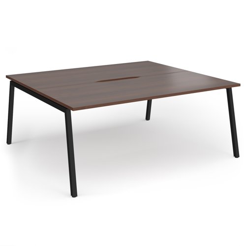 Connex Angled 1800 x 1600 x 725mm Back to Back Desk (2 x 1800mm) - Black Frame / Walnut Top