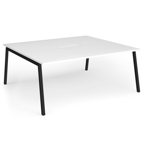 Connex Angled 1800 x 1600 x 725mm Back to Back Desk (2 x 1800mm) - Black Frame / White Top