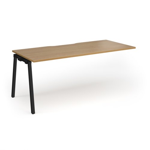 Connex Angled 1800 x 800 x 725mm Single Add On Bay - Black Frame / Oak Top