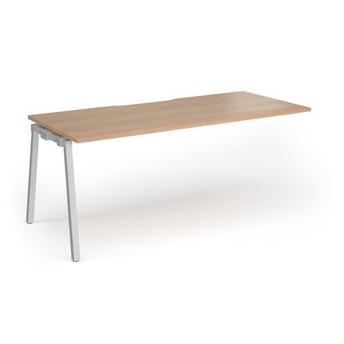 Connex Angled 1800 x 800 x 725mm Single Add On Bay - Silver Frame / Beech Top