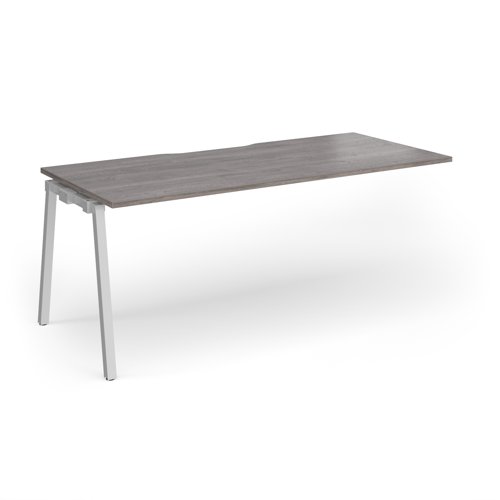 Connex Angled 1800 x 800 x 725mm Single Add On Bay - Silver Frame / Grey Oak Top