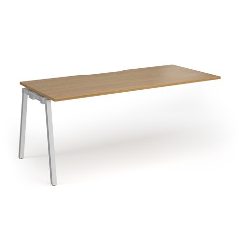 Connex Angled 1800 x 800 x 725mm Single Add On Bay - Silver Frame / Oak Top