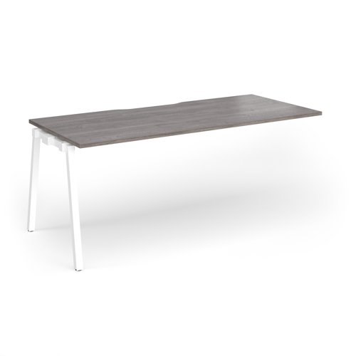 Connex Angled 1800 x 800 x 725mm Single Add On Bay - White Frame / Grey Oak Top