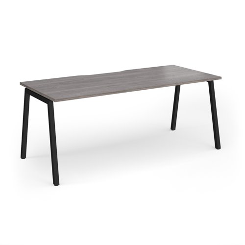 Connex Angled 1800 x 800 x 725mm Single Desk - Black Frame / Grey Oak Top