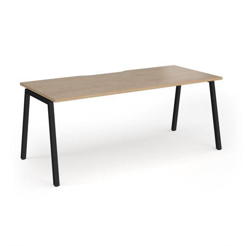 Connex Angled 1800 x 800 x 725mm Single Desk - Black Frame / Kendal Oak Top