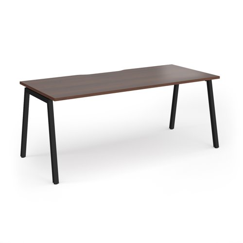 Connex Angled 1800 x 800 x 725mm Single Desk - Black Frame / Walnut Top