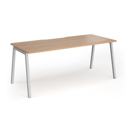 Connex Angled 1800 x 800 x 725mm Single Desk - Silver Frame / Beech Top