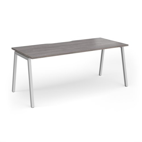 Connex Angled 1800 x 800 x 725mm Single Desk - Silver Frame / Grey Oak Top