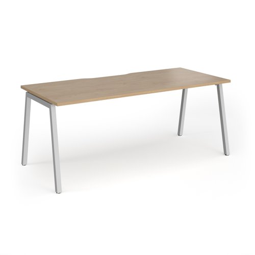 Connex Angled 1800 x 800 x 725mm Single Desk - Silver Frame / Kendal Oak Top