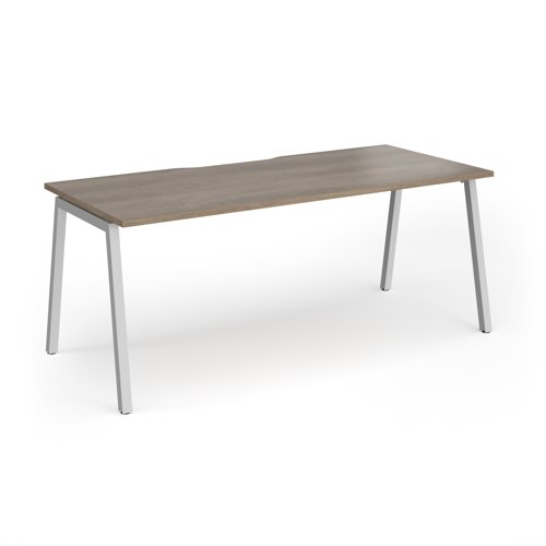 Connex Angled 1800 x 800 x 725mm Single Desk - Silver Frame / Nebraska Oak Top