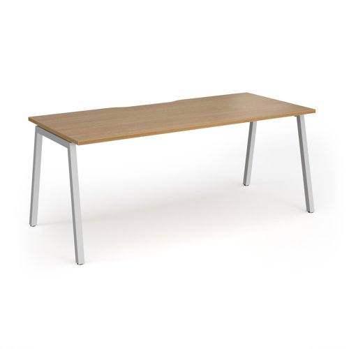 Connex Angled 1800 x 800 x 725mm Single Desk - Silver Frame / Oak Top