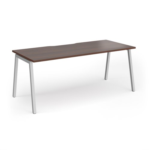 Connex Angled 1800 x 800 x 725mm Single Desk - Silver Frame / Walnut Top