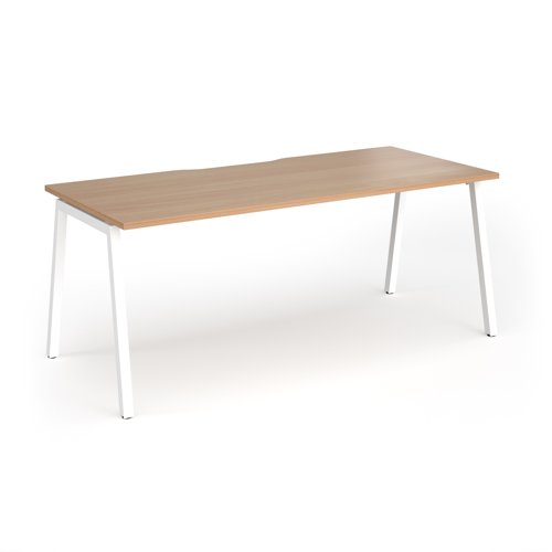 Connex Angled 1800 x 800 x 725mm Single Desk - White Frame / Beech Top