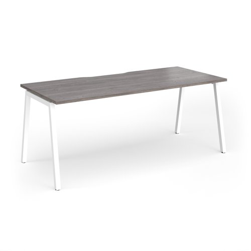 Connex Angled 1800 x 800 x 725mm Single Desk - White Frame / Grey Oak Top
