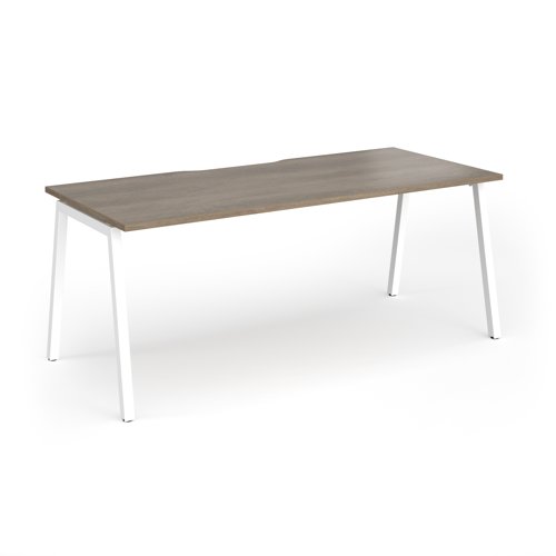 Connex Angled 1800 x 800 x 725mm Single Desk - White Frame / Nebraska Oak Top
