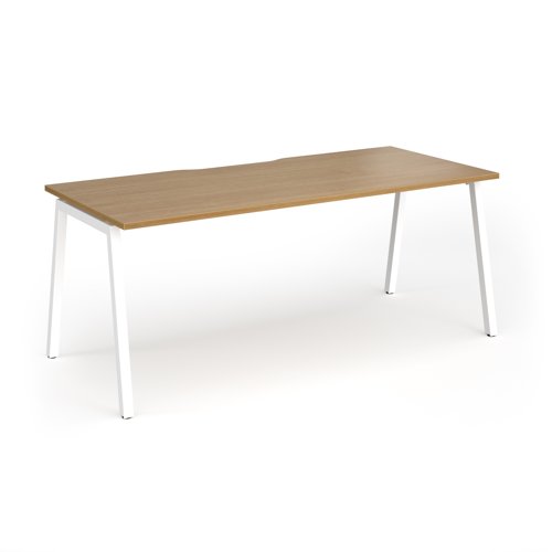 Connex Angled 1800 x 800 x 725mm Single Desk - White Frame / Oak Top