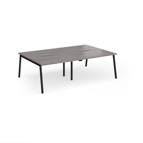 Connex Angled 2400 x 1600 x 725mm Back to Back Desk (4 x 1200mm) - Black Frame / Grey Oak Top