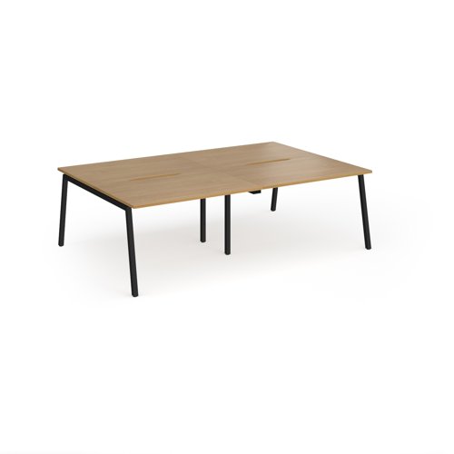 Connex Angled 2400 x 1600 x 725mm Back to Back Desk (4 x 1200mm) - Black Frame / Oak Top