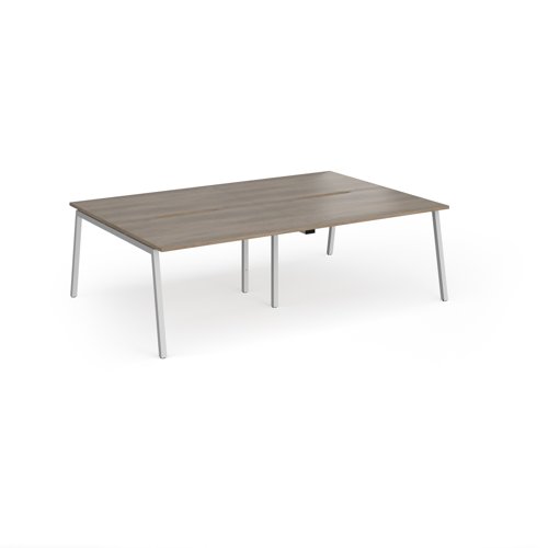 Connex Angled 2400 x 1600 x 725mm Back to Back Desk (4 x 1200mm) - Silver Frame / Nebraska Oak Top