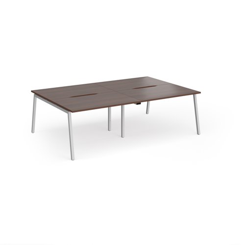 Connex Angled 2400 x 1600 x 725mm Back to Back Desk (4 x 1200mm) - Silver Frame / Walnut Top