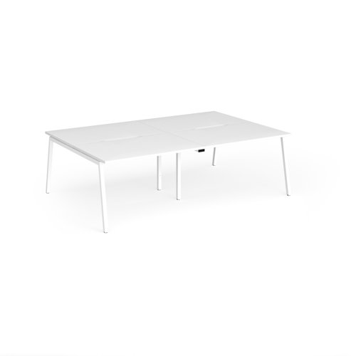 Connex Angled 2400 x 1600 x 725mm Back to Back Desk (4 x 1200mm) - White Frame / White Top